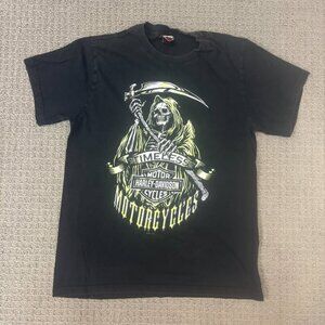 Harley Davidson Shirt Medium Skull Reaper Graphic Print Crewneck Casual